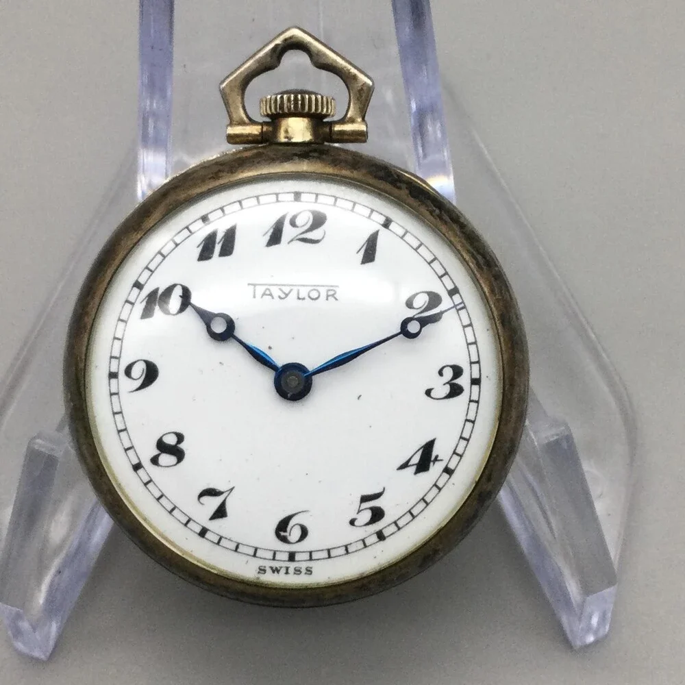 Vintage Taylor Pocket Watch Women 32mm Sterling Silver Swiss Beaded Manual Wind